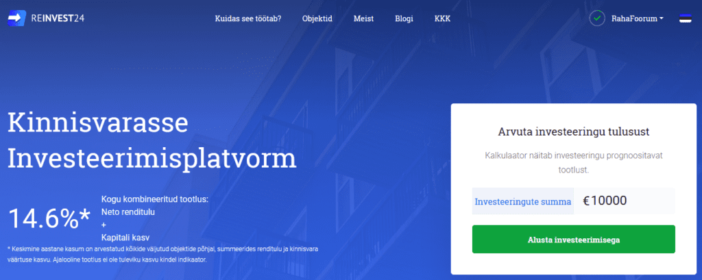 Reinvest24 ühisrahastusportaalis investeerimine
