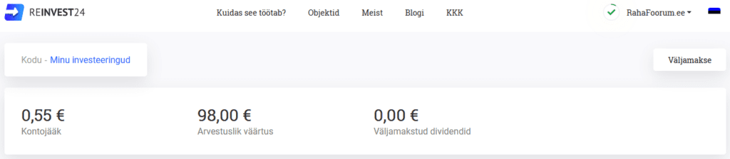 Reinvest24 väljamaksenupp